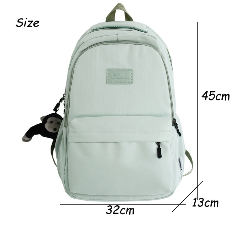 Back to school Women's Backpack Solid Color Female Multi-pocket Casual Man Travel Bag High Quality Schoolbag for Teenage Girl Book Knapsack