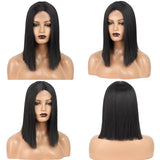 Flytonn Highlight Synthetic Wigs Mix Blonde Wigs Straight Short Bob Wigs For Women Middle Part Brown Black Red Pink Orange Cosplay Wigs