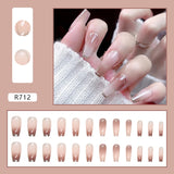 Flytonn Y2k Fake Black Nail Long Ballet Reusable Adhesive Acrylic Press on set Nails Dark Acrylic Artificial False Nails Arts Tips 24pcs