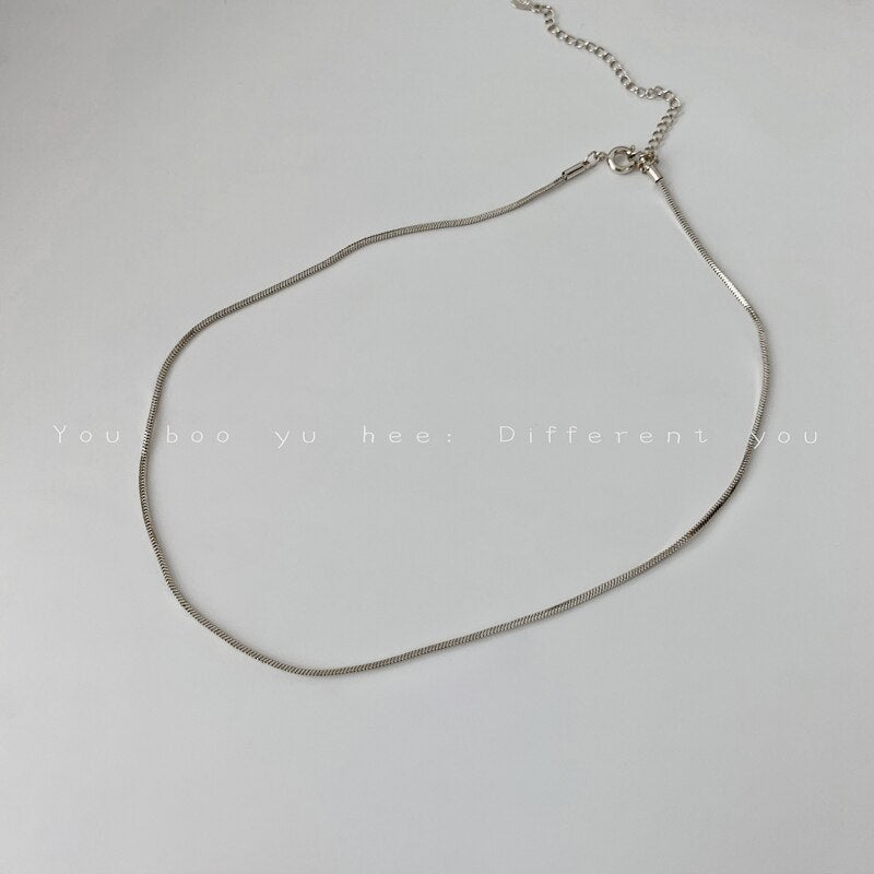 Flytonn Korean Fashion Snake Necklace For Women Aesthetic Thin Layered Chain On The Neck Minimalist Chocker Jewelry Trend
