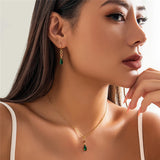 Flytonn-Aria Green Zircon Crystal Pendant Choker Necklace