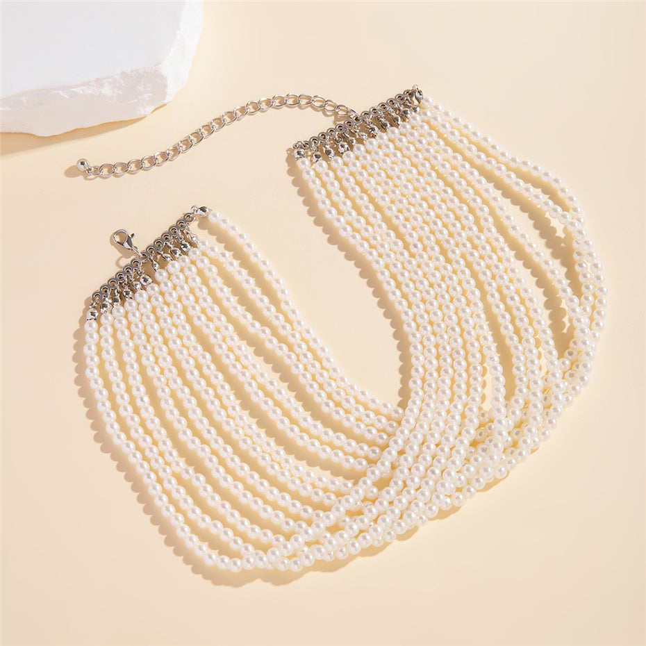Flytonn-Alyssa Pearl Chunky Beads Chain Necklace