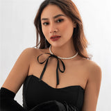 Flytonn-Sheila Velvet Ribbon Bowknot Choker Necklace