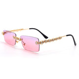 Flytonn-Pink Purple Fashion Casual Patchwork Rhinestone Sunglasses