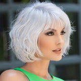 Flytonn-Silver Gray Casual Daily Solid Patchwork Wigs