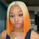 Flytonn-Orange Fashion Casual Gradual Change Patchwork Wigs