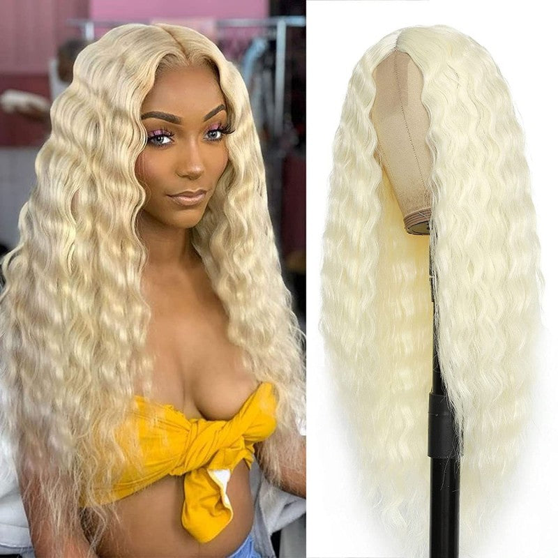 Flytonn-Light Gold Casual Solid Patchwork Wigs