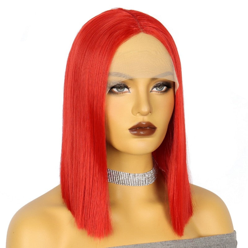 Flytonn-Red Fashion Casual Solid Patchwork Wigs