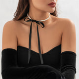 Flytonn-Sheila Velvet Ribbon Bowknot Choker Necklace