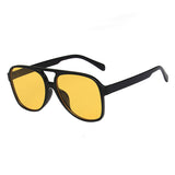 Flytonn-Black Yellow Casual Daily Solid Patchwork Sunglasses