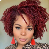 Flytonn-Burgundy Casual Solid Patchwork Wigs