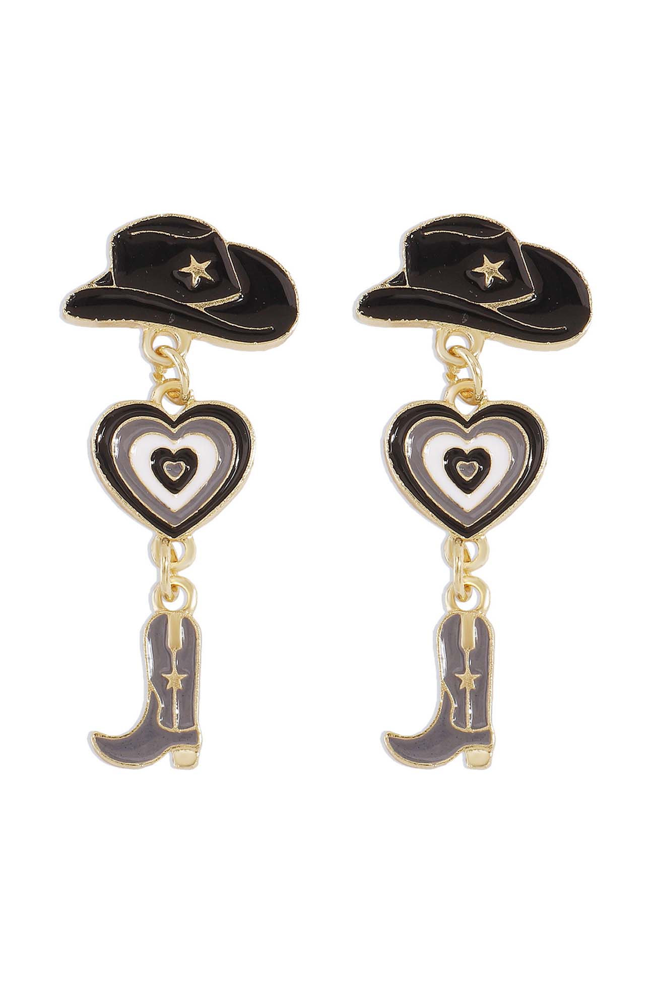 Flytonn-Valentine's Day gift Hat Heart Cowboy Boots Earrings