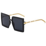 Flytonn-Black Casual Daily Solid Patchwork Sunglasses