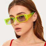 Flytonn-Fluorescent Green Casual Daily Solid Patchwork Sunglasses