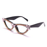 Flytonn-Pink Fashion Casual Patchwork Rhinestone Sunglasses