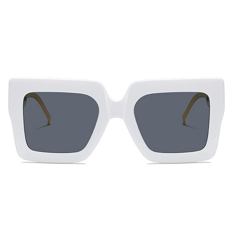Flytonn-White Casual Daily Solid Patchwork Sunglasses