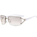 Flytonn-White Casual Daily Solid Patchwork Sunglasses