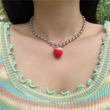 Flytonn-Hannah Chain Strawberry Pendant Necklace