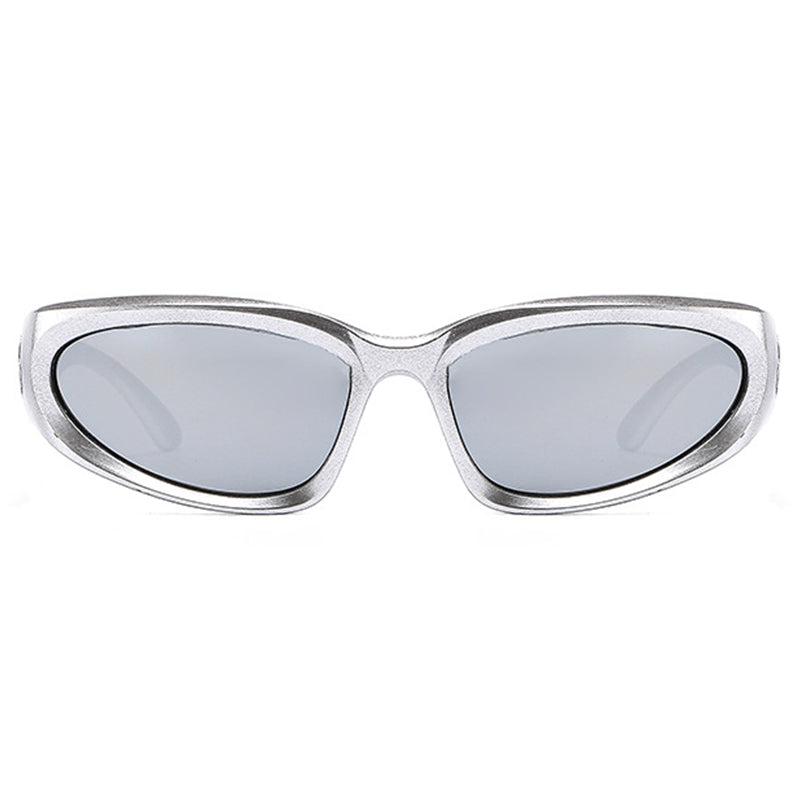 Flytonn-Silver Casual Daily Solid Patchwork Sunglasses