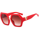 Flytonn-Red Fashion Casual Solid Patchwork Sunglasses