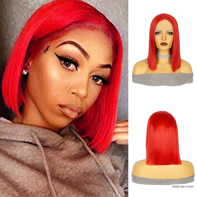 Flytonn-Red Fashion Casual Solid Patchwork Wigs
