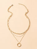 Flytonn- 1PC Chain Necklace Layered Necklace For Women's Daily Alloy