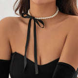 Flytonn-Sheila Velvet Ribbon Bowknot Choker Necklace