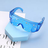 Flytonn-Blue Casual Daily Solid Patchwork Rhinestone Sunglasses