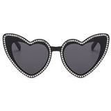 Flytonn-Black Casual Daily Patchwork Rhinestone Sunglasses