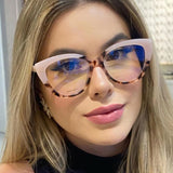 Flytonn-Pink Fashion Casual Leopard Patchwork Sunglasses