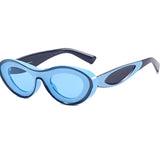 Flytonn-Blue Casual Daily Solid Patchwork Sunglasses