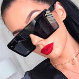 Flytonn-Black Fashion Casual Solid Patchwork Sunglasses