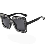 Flytonn-Casual Solid Patchwork Rhinestone Sunglasses