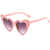 Flytonn-Pink Casual Daily Patchwork Rhinestone Sunglasses