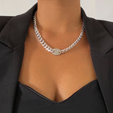Flytonn-Leah Chain Pendant Choker Necklace