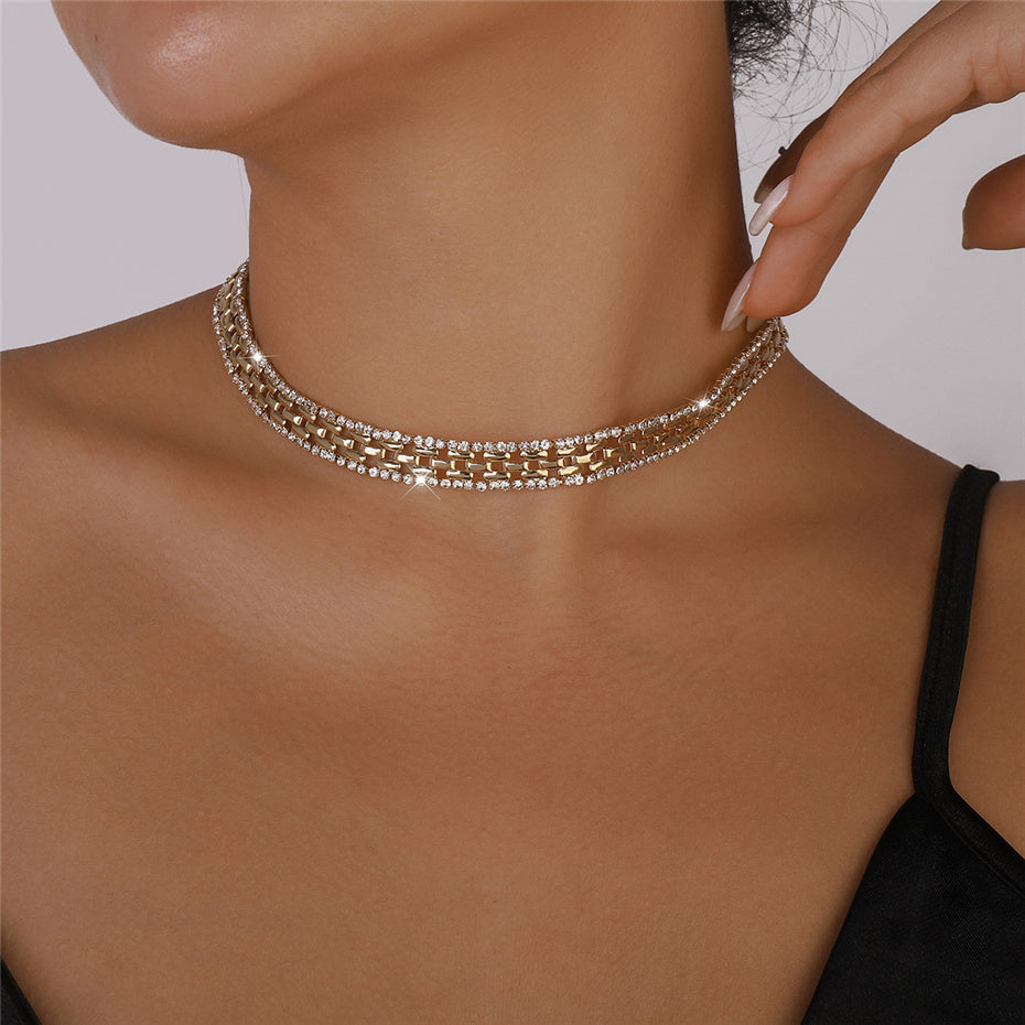 Flytonn-Lydia Rhinestones Square Chain Necklace