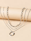 Flytonn- 1PC Chain Necklace Layered Necklace For Women's Daily Alloy