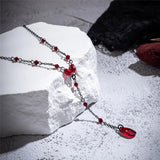 Flytonn-Ellen Drop Crystal Chest Chain Necklace