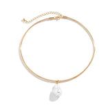 Flytonn-Nicole Pearl Pendant Torques Choker Necklace