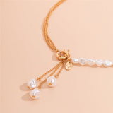 Flytonn-Jade Kpop Irregular Pearl Pendant Necklace