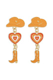 Flytonn-Valentine's Day gift Hat Heart Cowboy Boots Earrings
