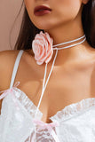 Flytonn-Valentine's Day gift Satin Flower Choker Necklace