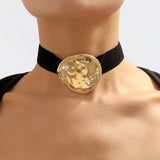 Flytonn-Deborah Big Metal Round Short Choker Necklace