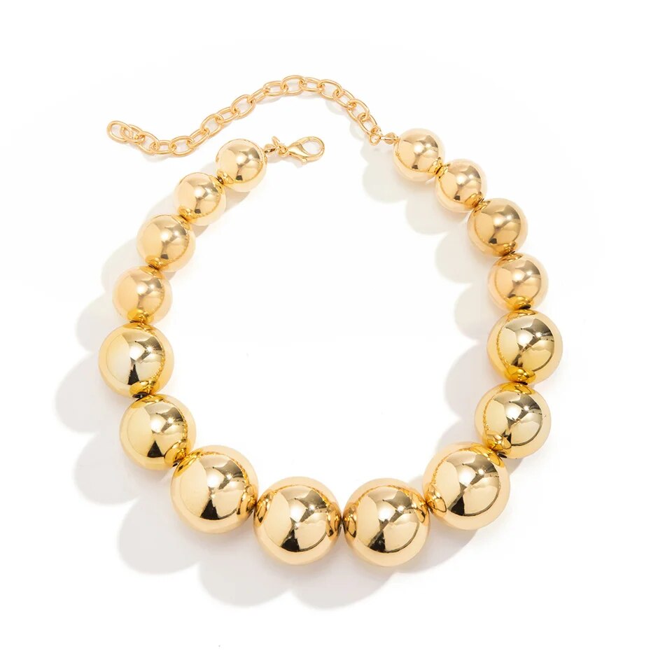 Flytonn-Sue Big Ball Bead Chain Necklace