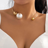 Flytonn-Diane Big White Pearl Choker Necklace